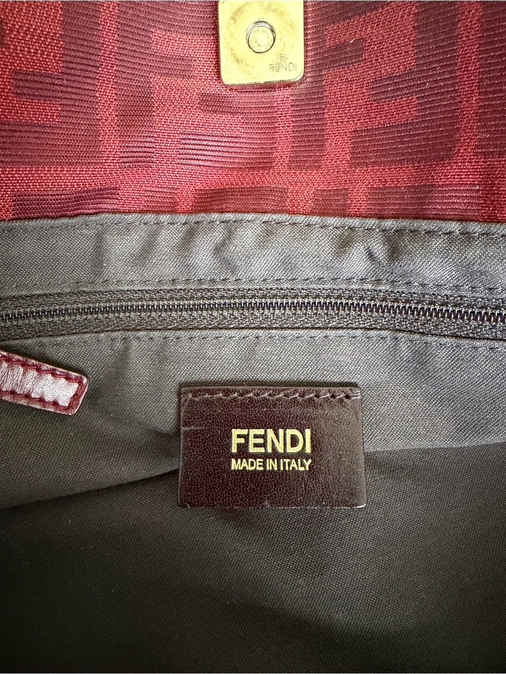 Fendi Red Zucca Canvas and Leather Borsa Chef Tote. - Picture 3 of 13